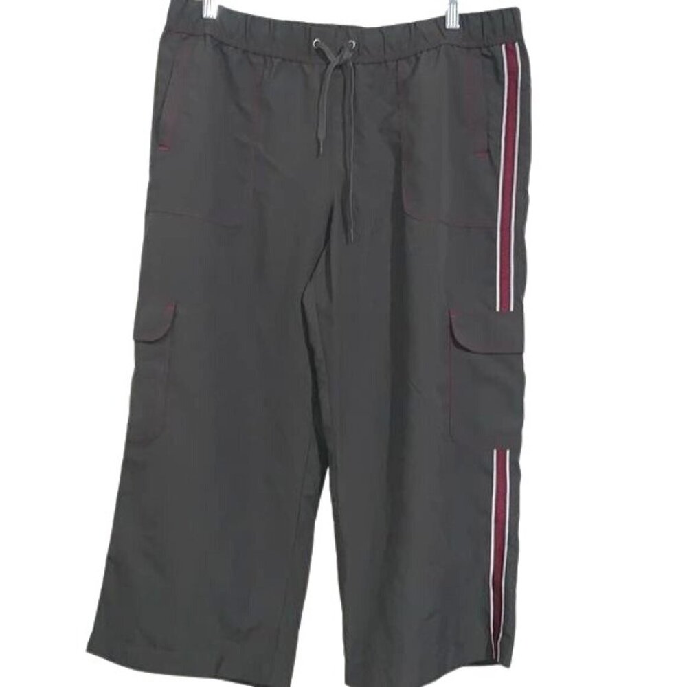 SB Active Womens Cargo Shorts L Polyester Gray Red Stripe